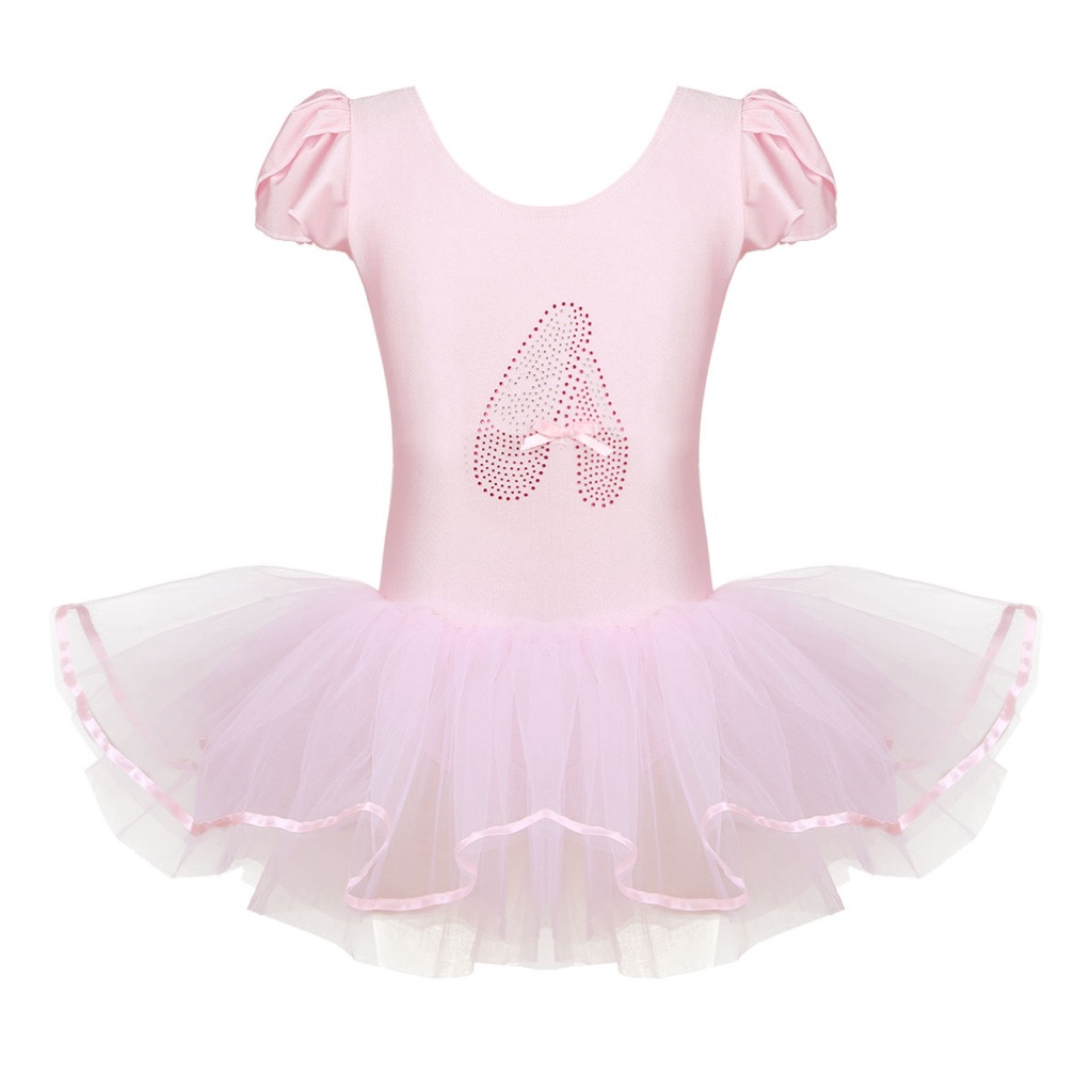 Đầm Múa ballet Phối Bèo Nhún Đính Kim Sa Lấp Lánh Cho Bé Gái