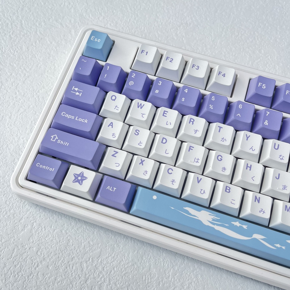 136 Phím Mermaid Keycaps Cherry Profile Màu Tím Sữa PBT Dye Sub Bàn phím cơ Keycap