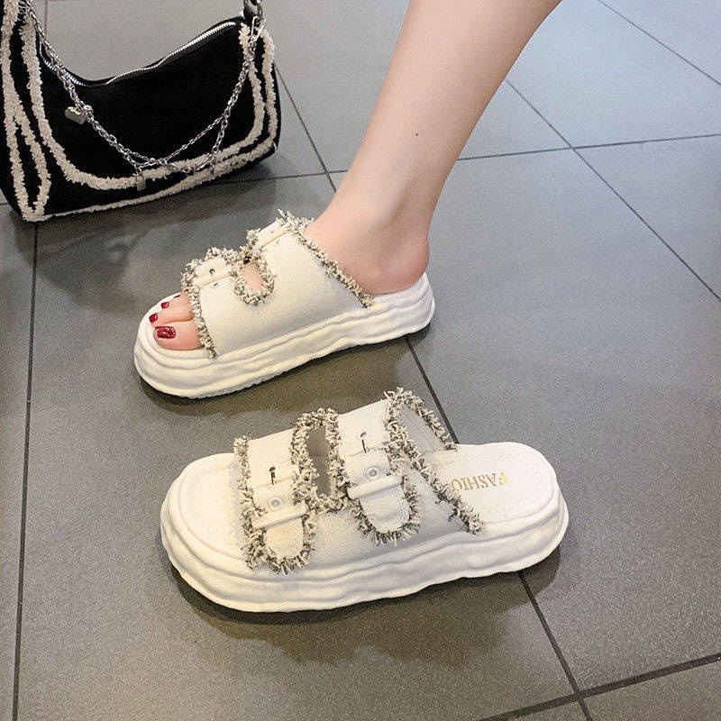 sandal nữ Dép lê đế dày bánh xốp nữ mùa hè mẫu mới thời trang đi bên ngoài phong cách tiên nữ chống trượt cao cấp mát mẻ