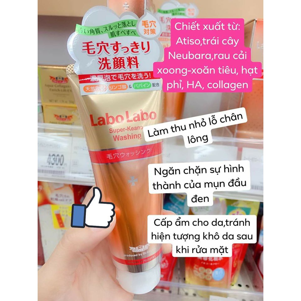Sữa Rửa Mặt LABOLABO 120g  giúp se khít lỗ chân lông, loại bỏ những tế bào chết(