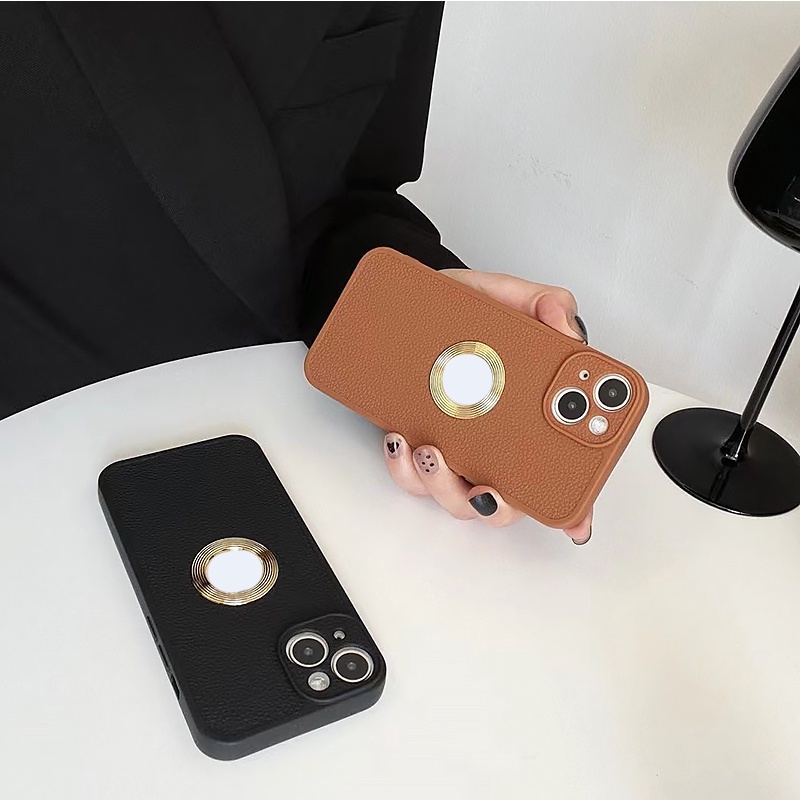 Ốp Điện Thoại Da Viền Silicon Dẻo Thiết Kế Đơn Giản Sang Trọng Chống Sốc / Rơi Cho iPhone 14 13 12 11 Pro Max