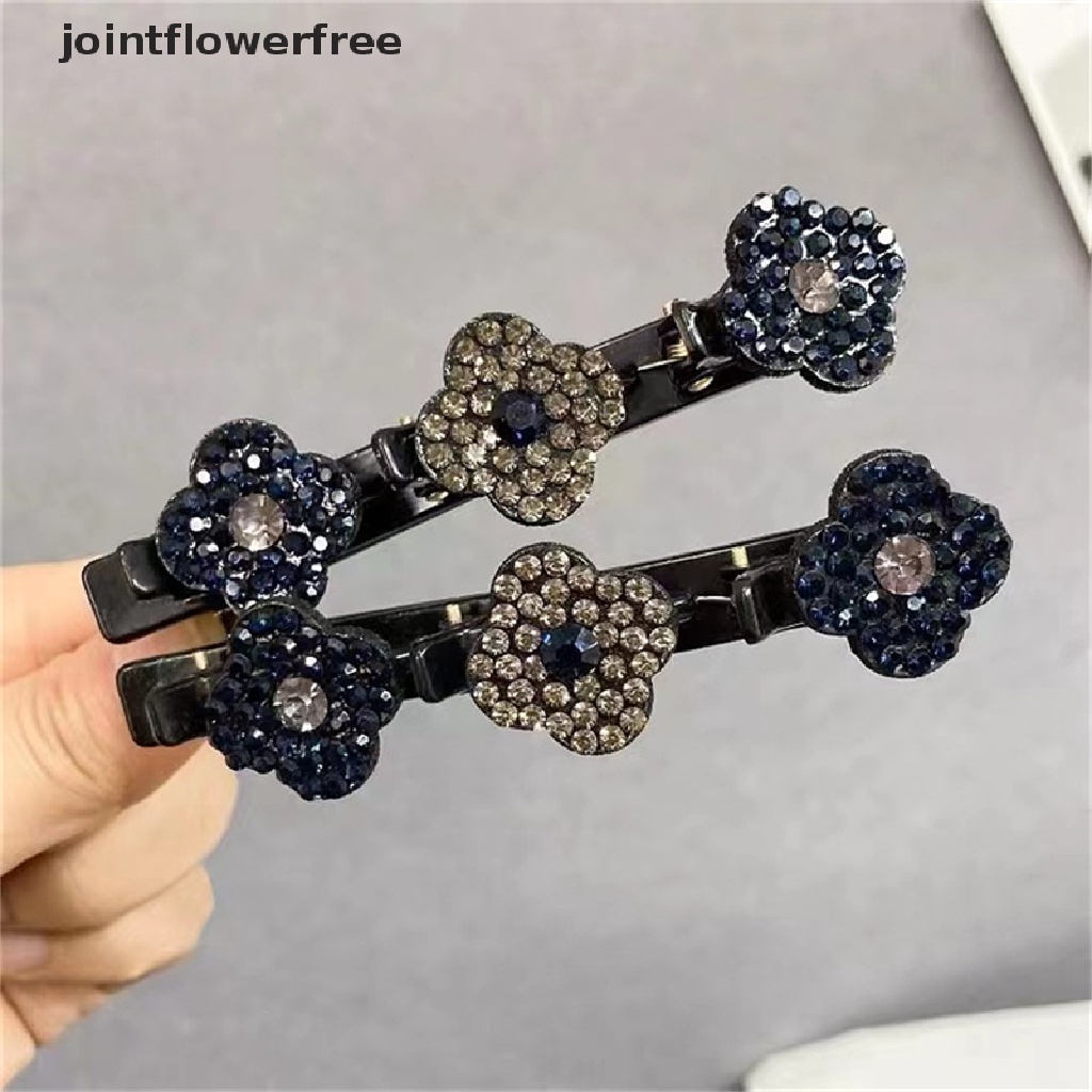 Jss Kẹp Tóc Mỏ Vịt Bện Cỏ Bốn Lá Đính Đá Pha Lê Lấp Lánh JSS