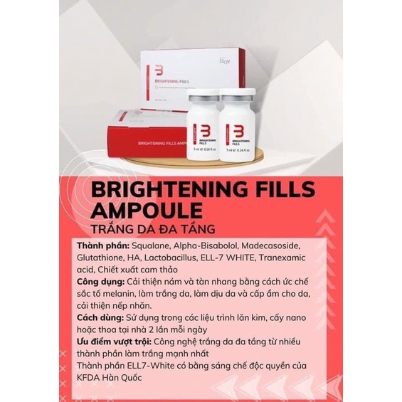 Brightening Fills Dành cho Da Mặt Trắng Da , Mờ Nám , Giảm Thâm Đa Tầng Hàn Quốc 5ml Hoả Tốc