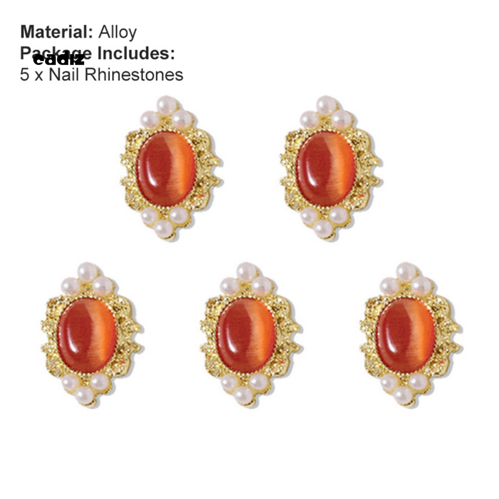 Set 5 Phụ Kiện Đá Mắt Mèo Mini Đính Trang Trí Móng Tay Sáng Tạo