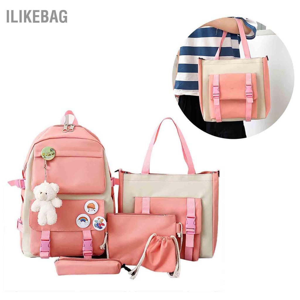 Có thể bán buôn Bộ 5 Trường Túi Công Suất Lớn Văn Phòng Phẩm Đựng Tiền Xu Canvas Học Sinh Cho Bé Trai Gái Ilikebag Hàng giao ngay