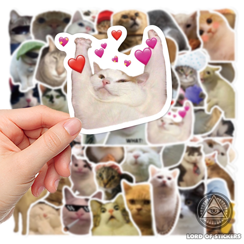Set 50 hình dán meme sticker mèo cute vui nhộn hài hước chống thấm nước - ảnh sản phẩm 4
