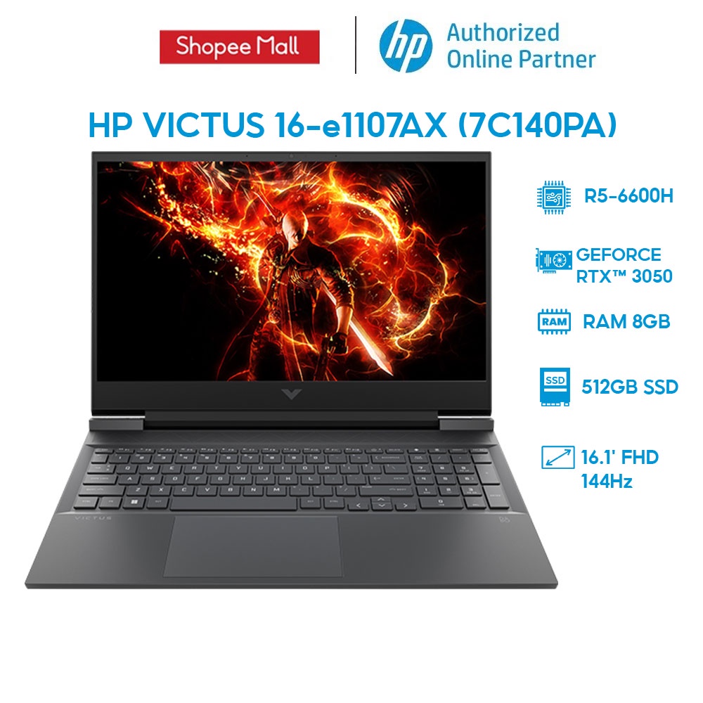 Laptop HP VICTUS 16-e1107AX 7C140PA R5-6600H | 8GB | 512GB |RTX™ 3050 4GB | 16.1' 144Hz