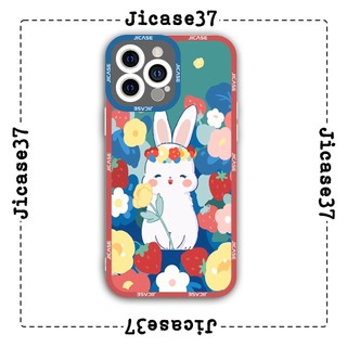 Ốp lưng iphone và samsung xiaomi oppo cạnh vuông Jicase Chú thỏ trong vườn
