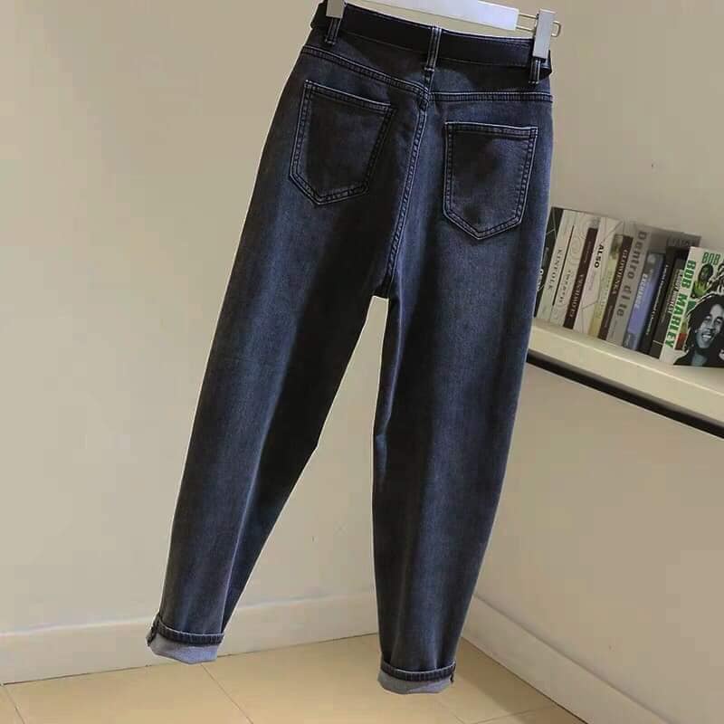 [Bigsize 54-88kg] Quần Baggy Cotton Xám Đen Trơn 3014/ Rách 3222, Lưng Siêu Cao, Dáng Chuẩn, Không Giãn