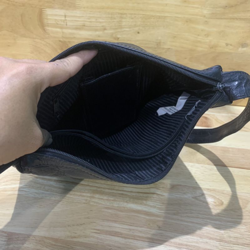 Túi đeo chéo nam nữ da mộc dày da thật secondhand  06231122