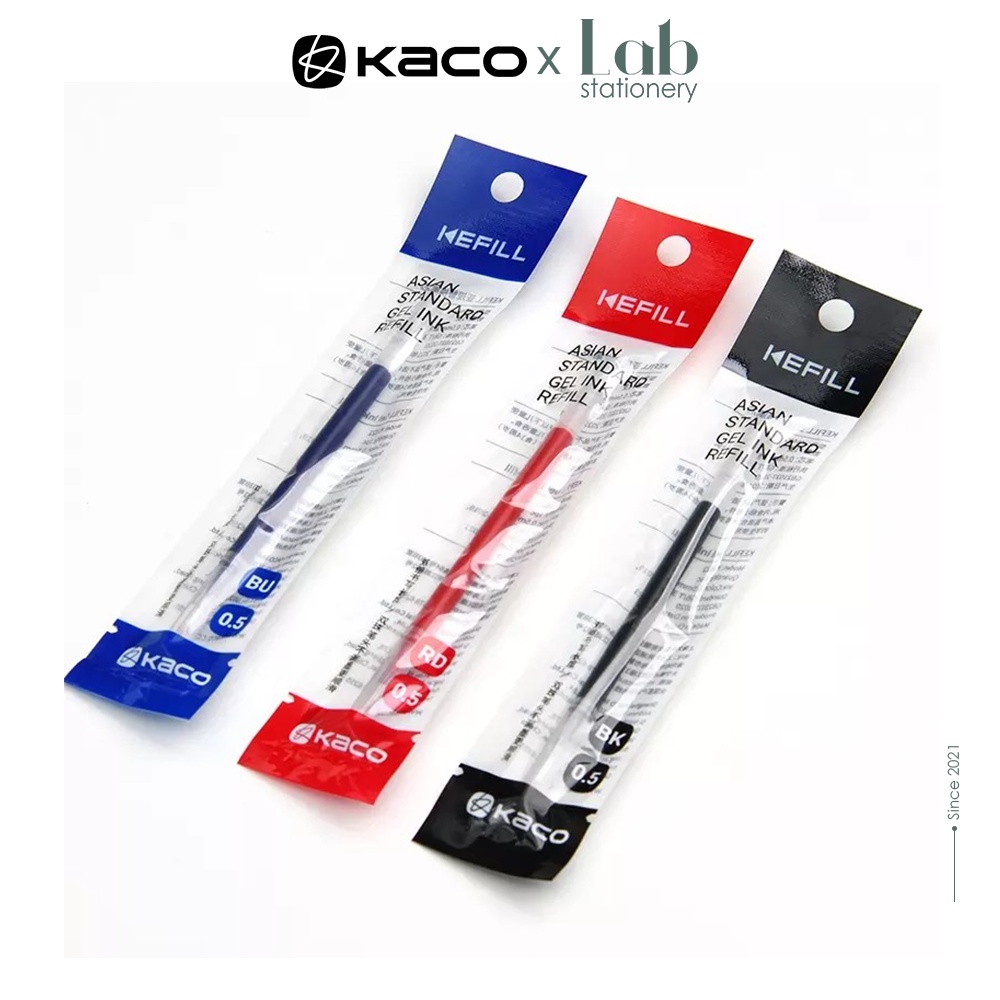 Ruột Bút Gel Kaco Ngòi 0.5mm Cao Cấp Màu Đen, Xanh, Đỏ