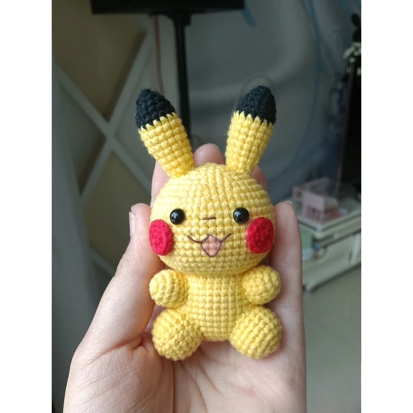 Móc Khoá Pikachu Nhồi Bông móc Bằng Len Làm Quà Tặng - Thú Bông Len Handmade Đan Móc Thủ Công Bằng Tay
