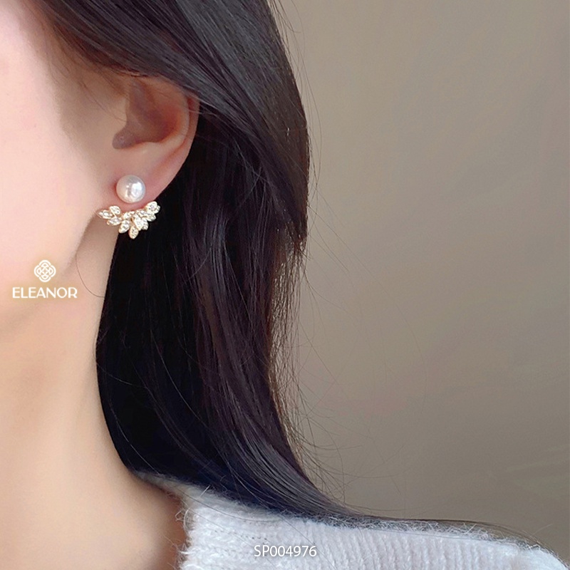 Bông tai nữ chuôi bạc 925 Eleanor Accessories ngọc trai nhân tạo hình đôi cánh phụ kiện trang sức 4976