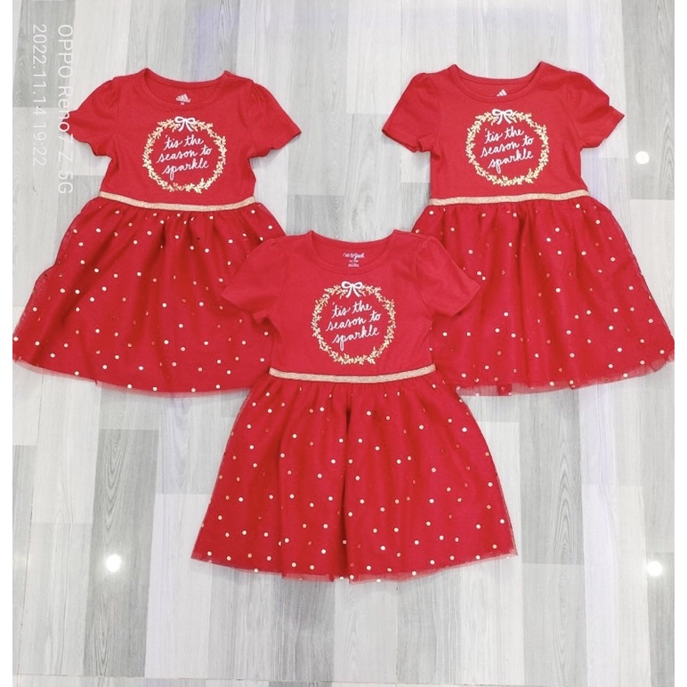 Váy công chúa chân váy ren tutu xuất dư đón noel, Tết cho bé gái size 15-35kg