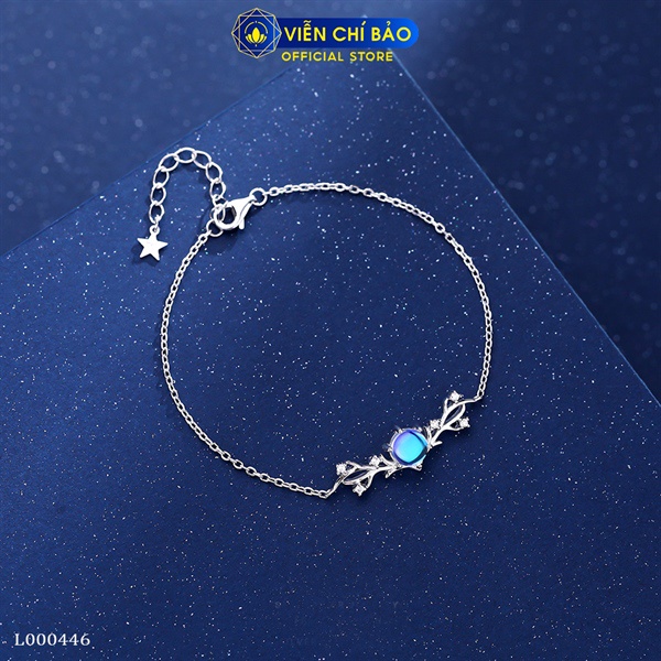 Lắc tay họa tiết đá mặt trăng chất liệu bạc Thái 925 thời trang phụ kiện trang sức nữ Viễn Chí Bảo L000446