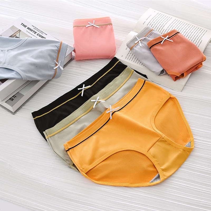 Quần lót nữ cạp vừa đính nơ, chất thun cao cấp siêu co giãn thoáng mát HLBOUTIQUE L662