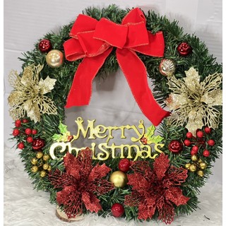 Vòng nguyệt quế treo cửa trang trí noel 40cm loại dày tặng đèn