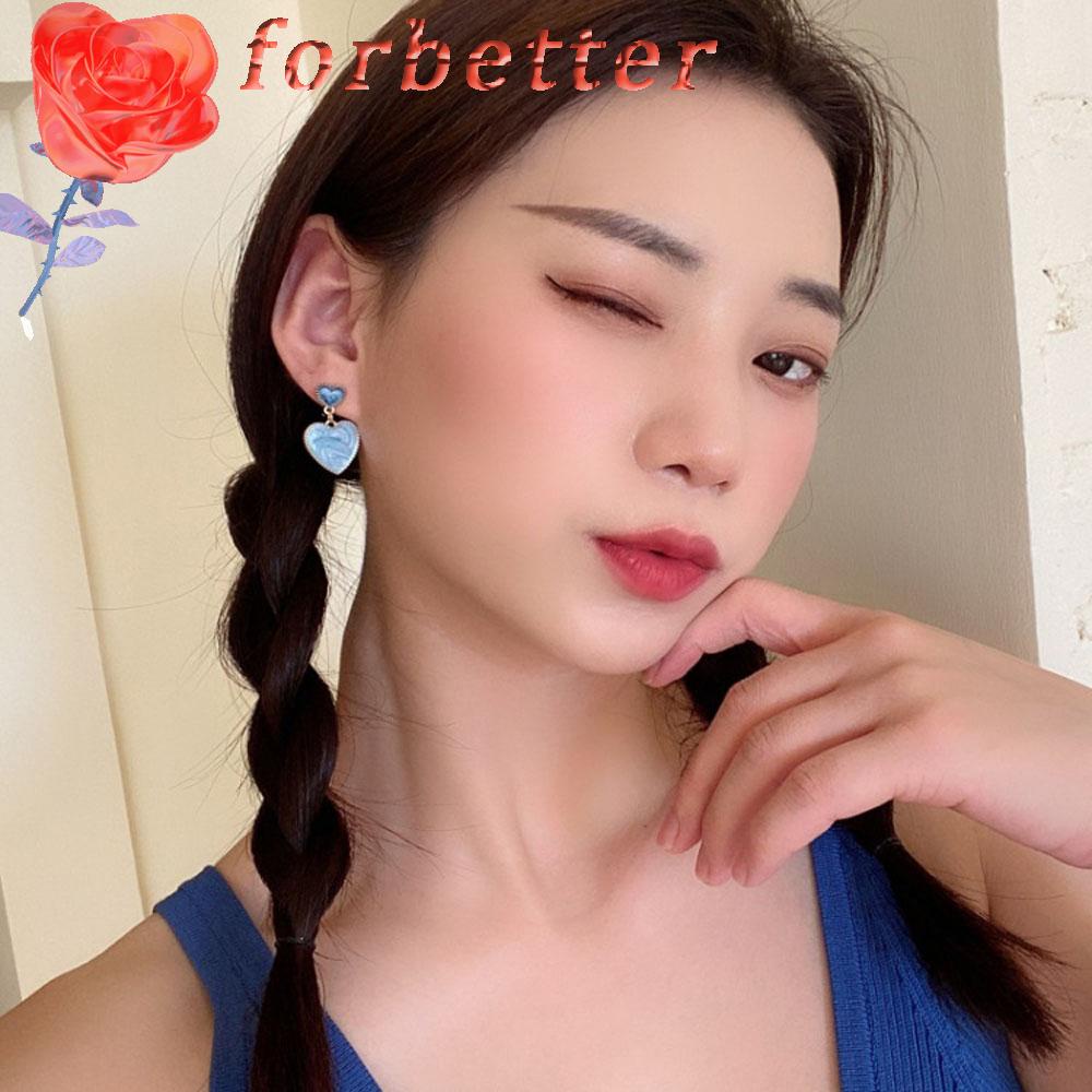 Khuyên Tai Dáng Dài Hình Trái Tim Màu Gradient Thời Trang Cho Nữ