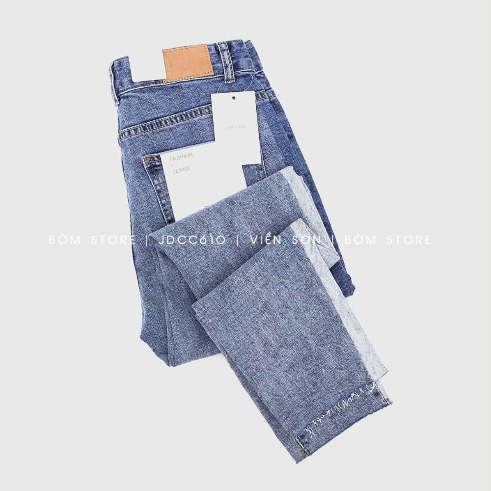 Quần Jean Dài Nam Cao Cấp Mẫu Xanh Viền Sơn Không Lai BEACON DENIM Form Slim Fit JDCC610