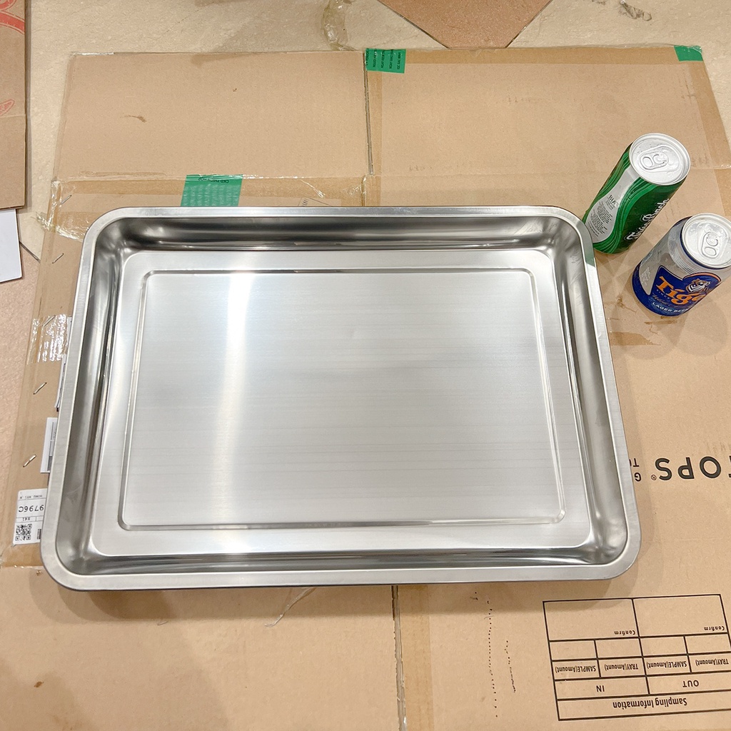 Khay inox úp ly có lỗ - mâm trà chữ nhật nhiều cỡ lớn