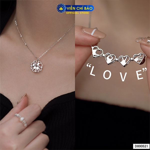 Dây chuyền bạc nữ cỏ 4 lá ghép LOVE chất liệu bạc 925 thời trang phụ kiện trang sức Viễn Chí Bảo D000521