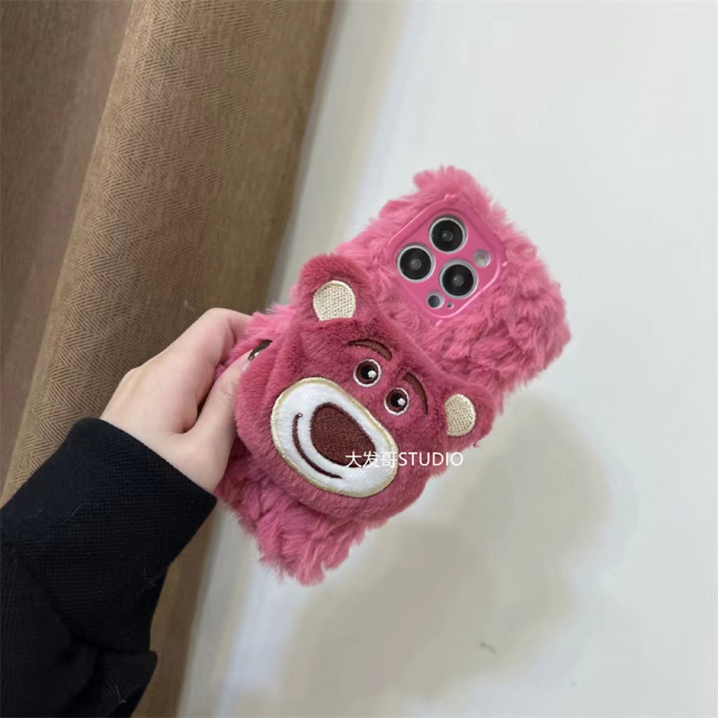 Dễ Thương Ốp Điện Thoại Silicon Hình Gấu Hồng Dâu Tây Kiểu Nhật Hàn Cho iphone13promax 14 12 11 x