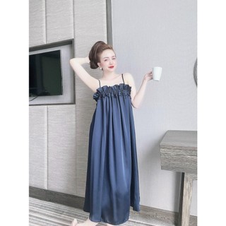 Đầm ngủ 2 dây chất liệu phi lụa, dễ thương,...
