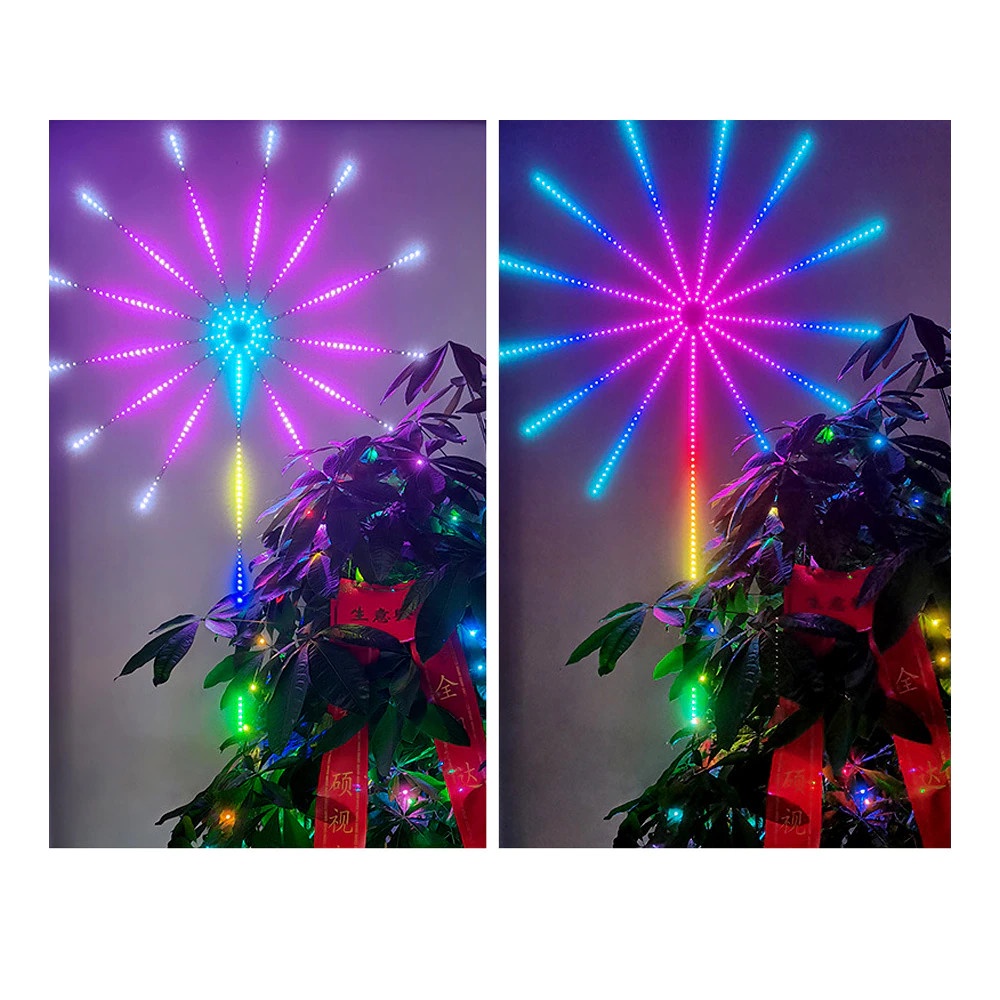 Bộ Đèn LED RGB Pháo Hoa Dán Tường Trang Trí Trong Nhà, Cảm Ứng Âm Thanh Tự Động. Điều Chỉnh Qua APP Điện Thoại + REMOTE