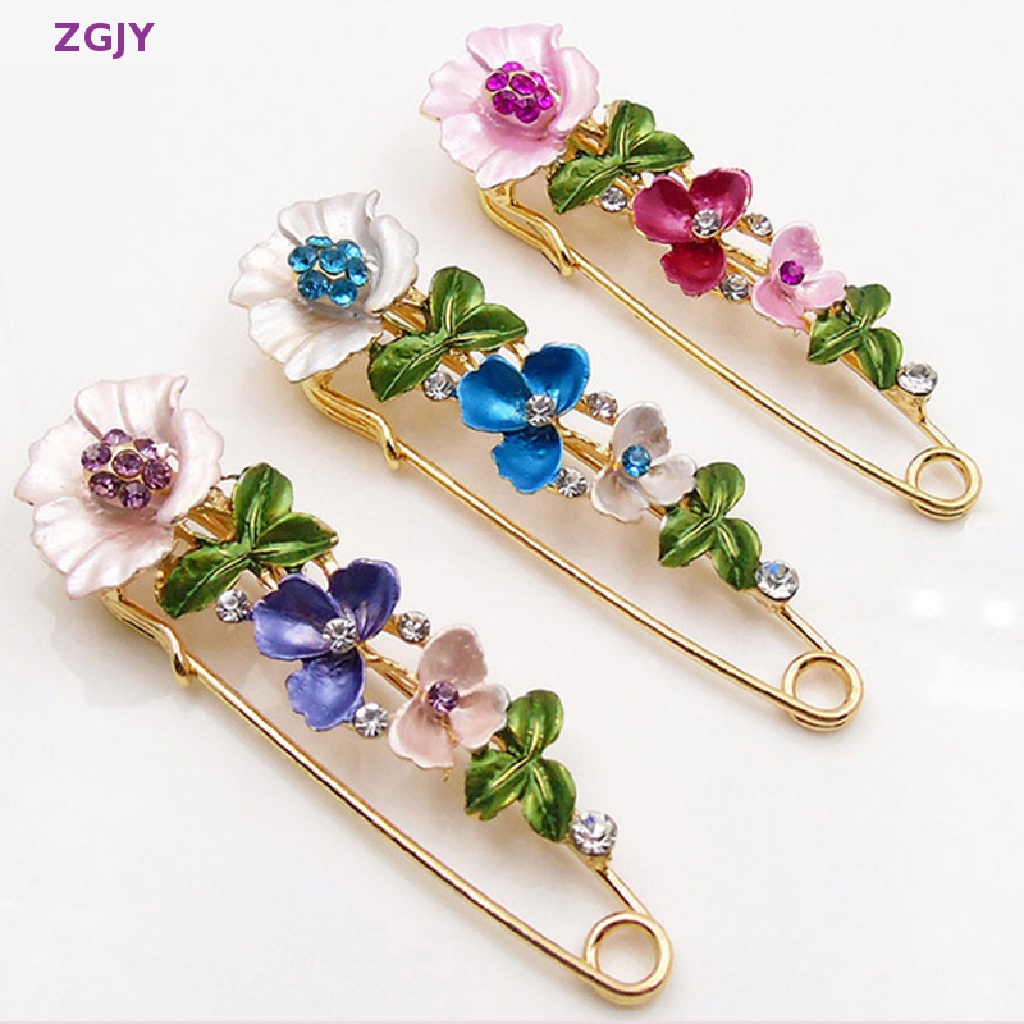 Ghim Cài Áo Hình Hoa Đính Đá Nhiều Màu Sắc Phong Cách Vintage Thanh Lịch Cho Nữ Mới