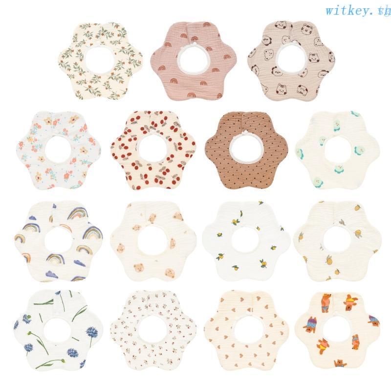 Yếm Ăn Cotton Muslin Có Nút Điều Chỉnh Được Dành Cho Bé Sơ Sinh Mọc Răng Và Nước Dãi