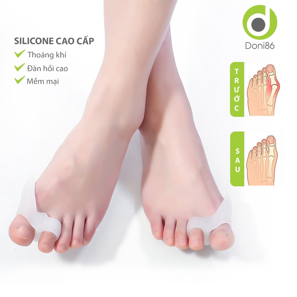Bộ 2 miếng silicone bảo vệ định hình ngón chân cái, tách ngón chân chất liệu Silicone - Doni - DOPK281