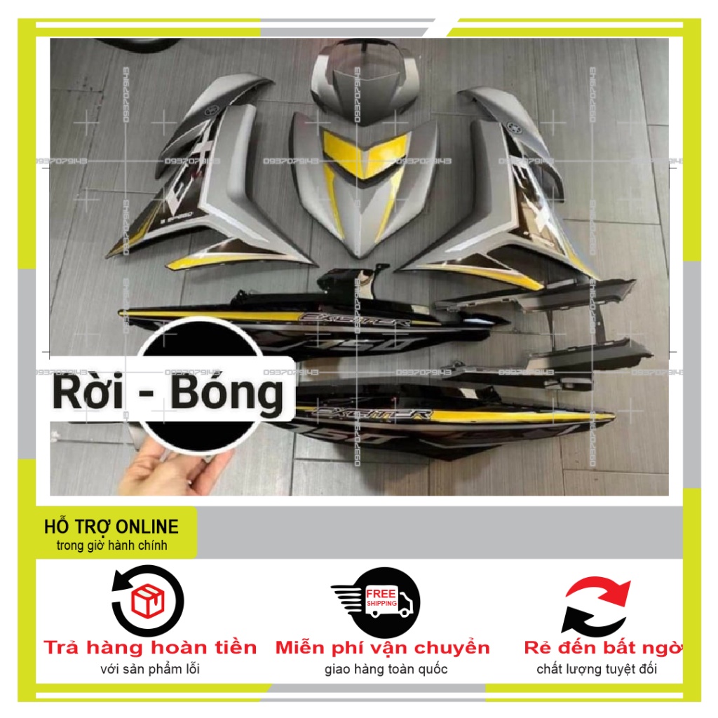 {TPHCM-FREE SHIP] TEM RỜI EXCITER 150 XÁM ĐEN CHỈ XANH DẠ