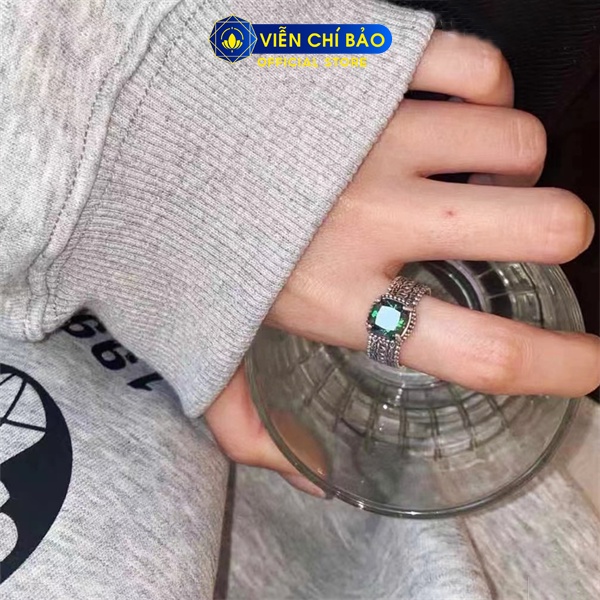 Nhẫn bạc nữ cá tính đá đa sắc chất liệu bạc Thái 925 thời trang phụ kiện trang sức Viễn Chí Bảo N000771