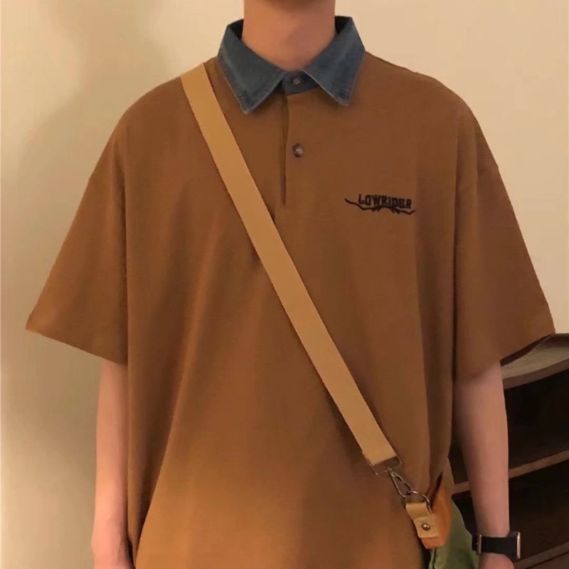 Áo polo Tay Lửng Dáng Rộng Phong Cách Hàn Quốc Thời Trang Mùa Hè Hàng Mới 2022 Dành Cho Bạn Nam Cỡ M-2XL