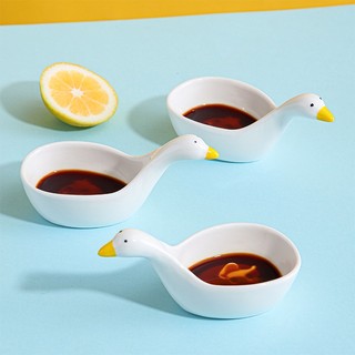 Đĩa Sứ Đựng Nước Chấm Hình Thiên Nga Hoạt Hình Sáng Tạo Chén sứ nhỏ đựng gia vị nước chấm
