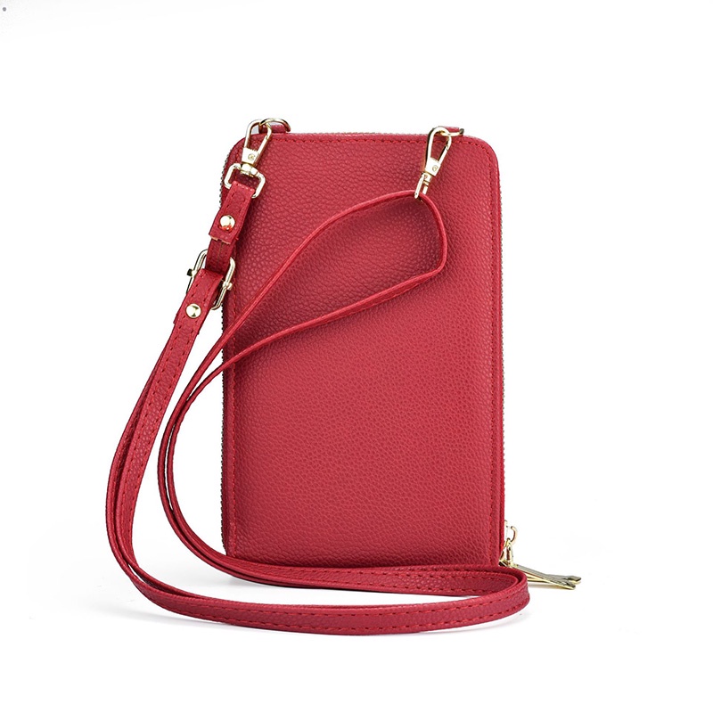 Ielgy Túi Đeo Chéo Đựng Điện Thoại Họa Tiết Vân Vải Có Khóa Kéo Đôi Phong Cách Hàn Quốc Dành Cho Bạn Nữ