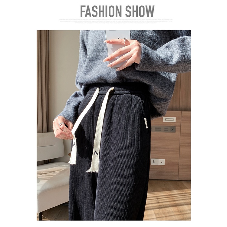 [QUÀ TẶNG BUỘC TÓC XINH XẮN] Quần ống rộng nhung tăm dây 100