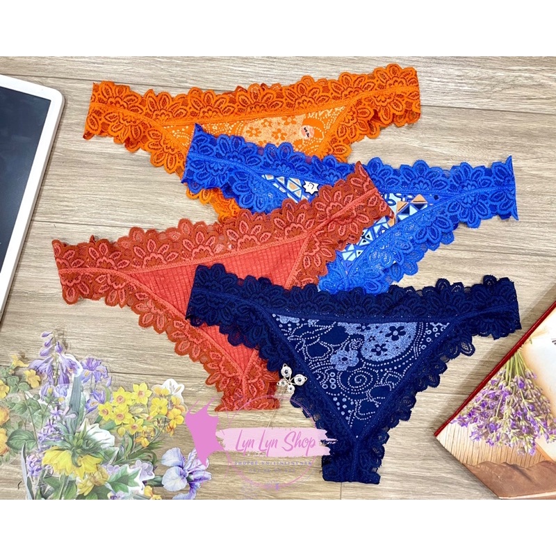 Set 4 quần lót nữ-quần lọt khe  Aerie xuất chuẩn xịn, chất cotton viền ren cực đẹp- có bigsize cỡ to