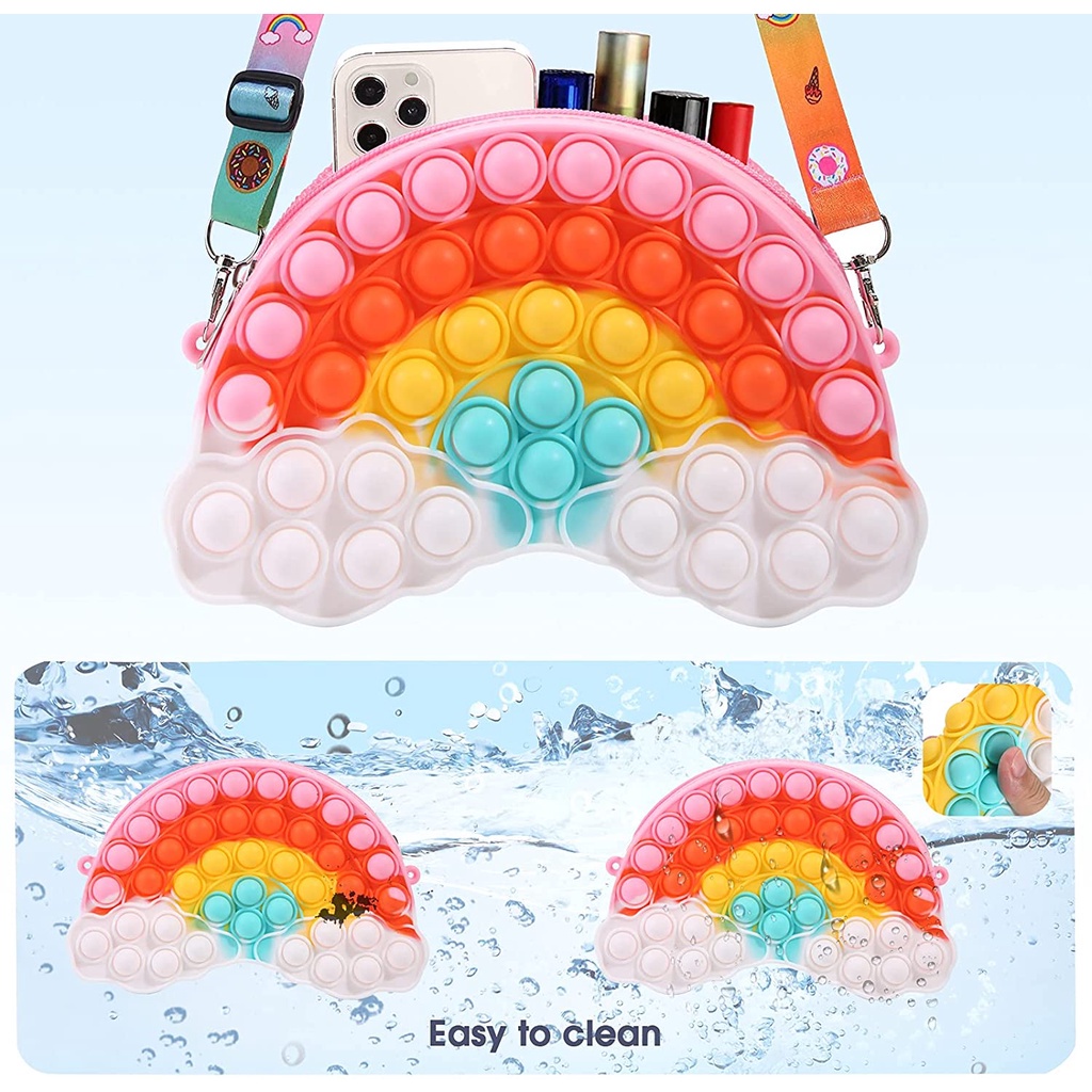 Túi Đeo Chéo Vai Hình Đám Mây Cầu Vồng Đồ Chơi Giảm Căng Thẳng Cho Bé Gái