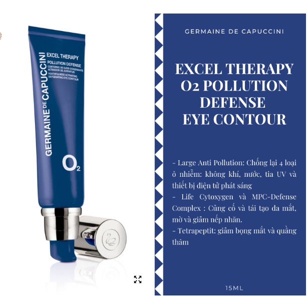 Kem Mắt Oxy Tinh Khiết xóa Quầng Thâm & Bọng Mắt ET O2 Pollution Defense Eye 15ml Contour Germaine De Capuccini
