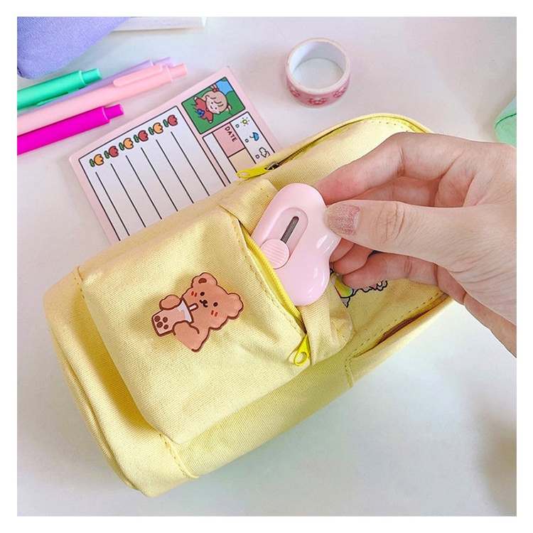 Hộp Bút Vải Nhiều Ngăn Dễ Thương Có Khóa Kéo