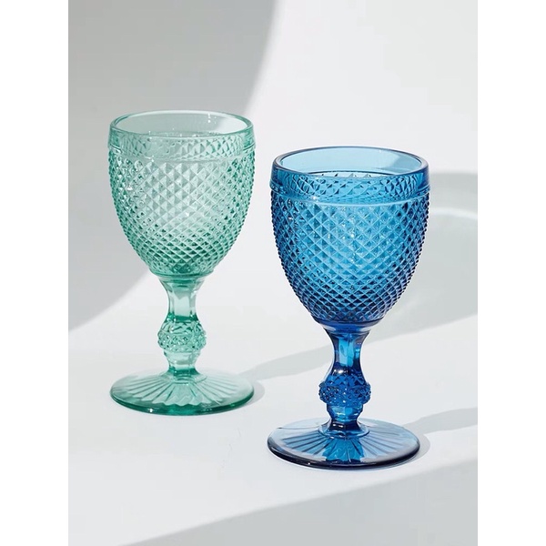 Ly Thuỷ Tinh Hoàng Gia ChamPayne phong cách Vintage, hoa văn đường nét tinh xảo nhiều màu sắc ly cốc Lucica