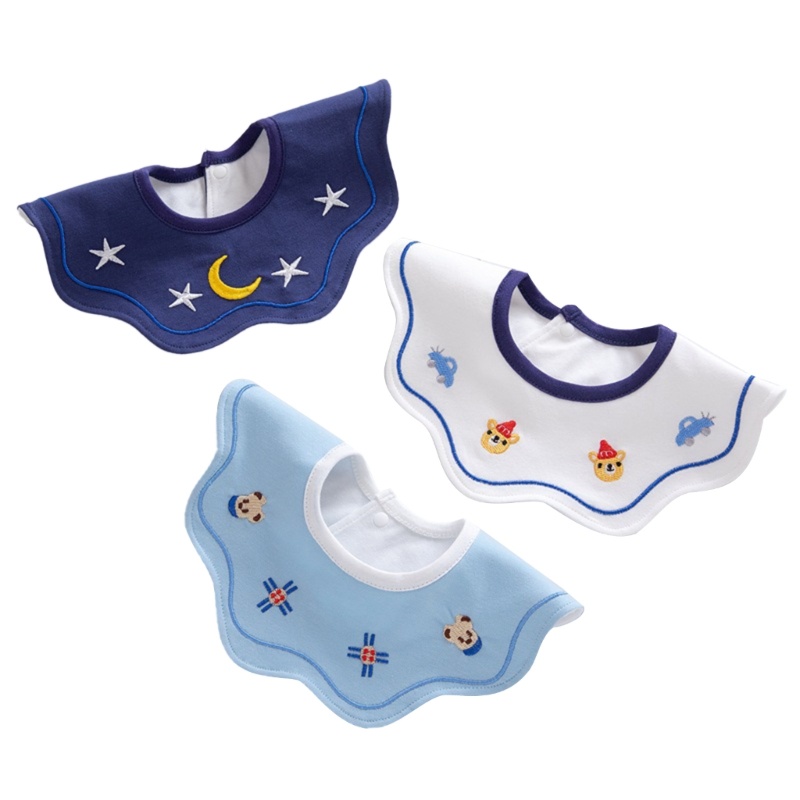 Yếm Vải Thêu Hoa Văn Thoáng Khí Dành Cho Trẻ Sơ Sinh 3 Tuổi