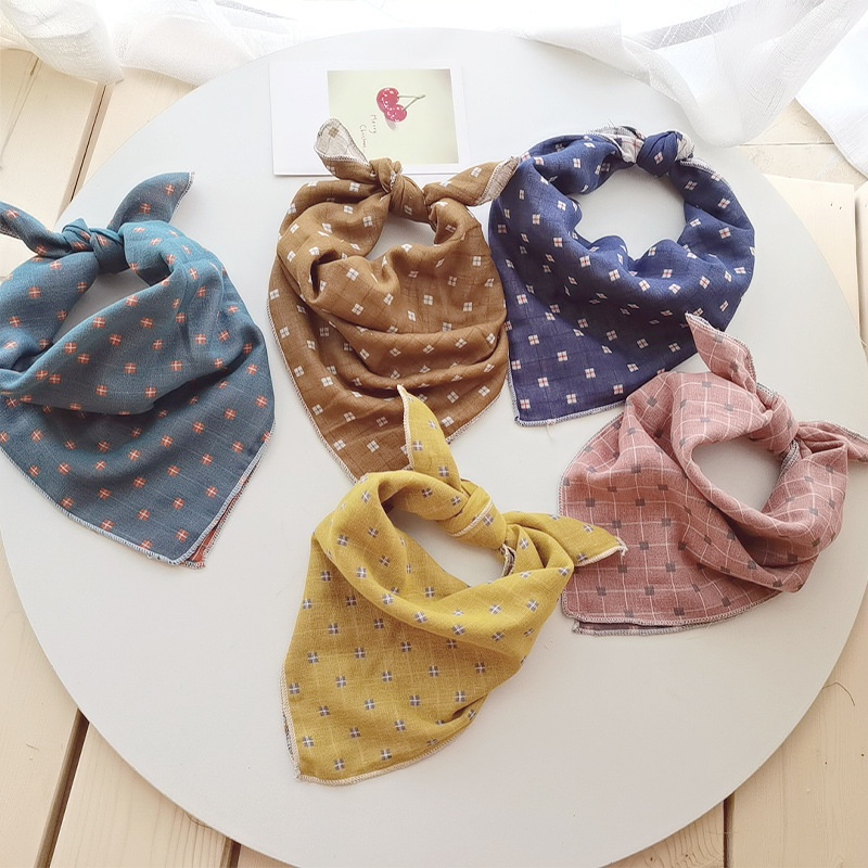 Khăn Choàng Cổ Hình Tam Giác / Vuông Chất Liệu Cotton Mỏng Thời Trang Cho Bé