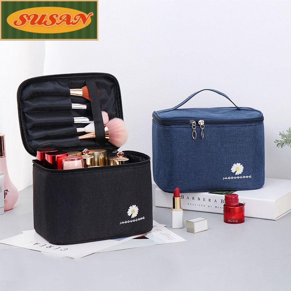 Túi Đựng Mỹ Phẩm Hình Vuông Cỡ Lớn Họa Tiết Hoa Cúc Xinh Xắn