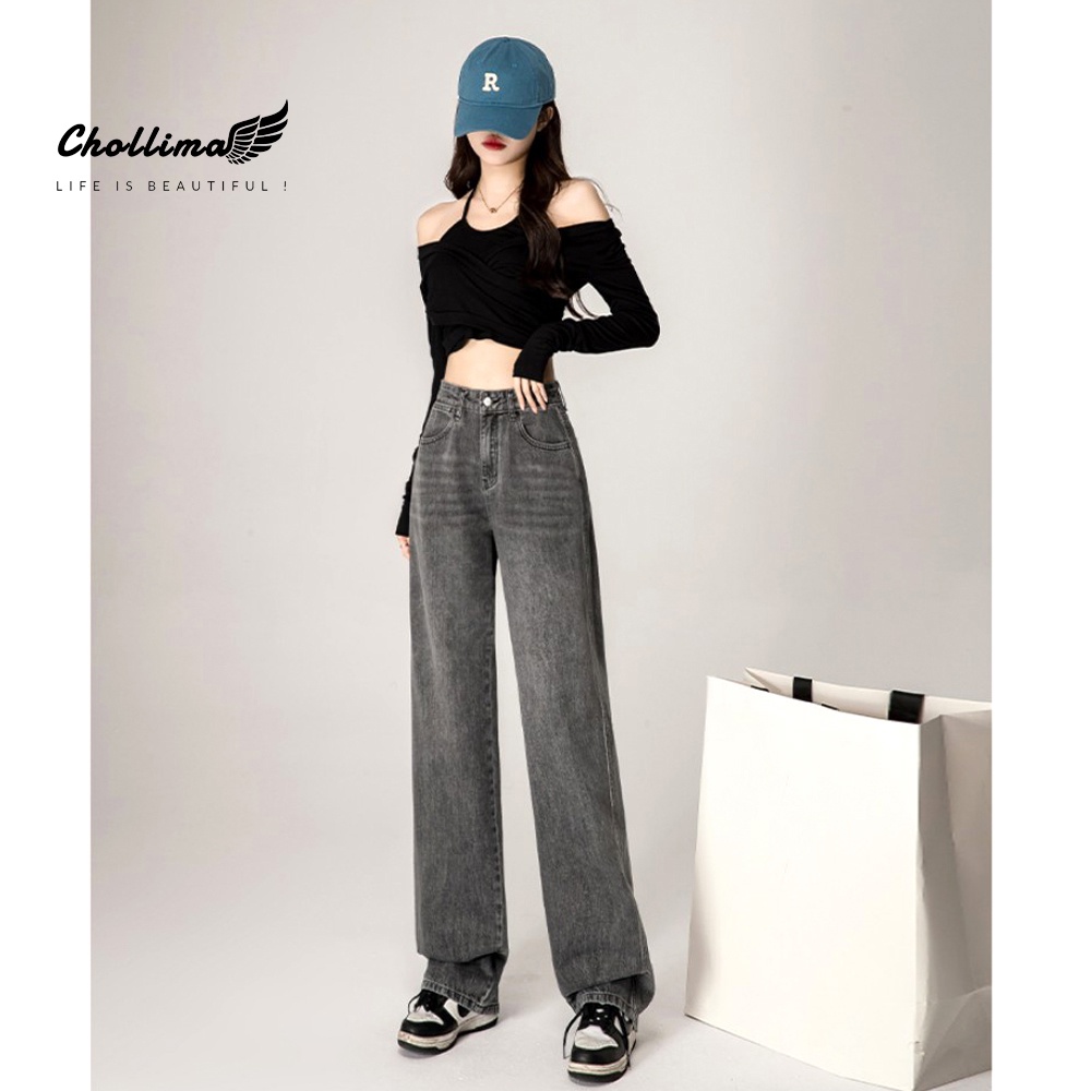 Quần jeans nữ Chollima ống rộng SIMPLE JEAN Unisex vải jean cao cấp chất đẹp QD255 phong cách ulzzang hàn quốc