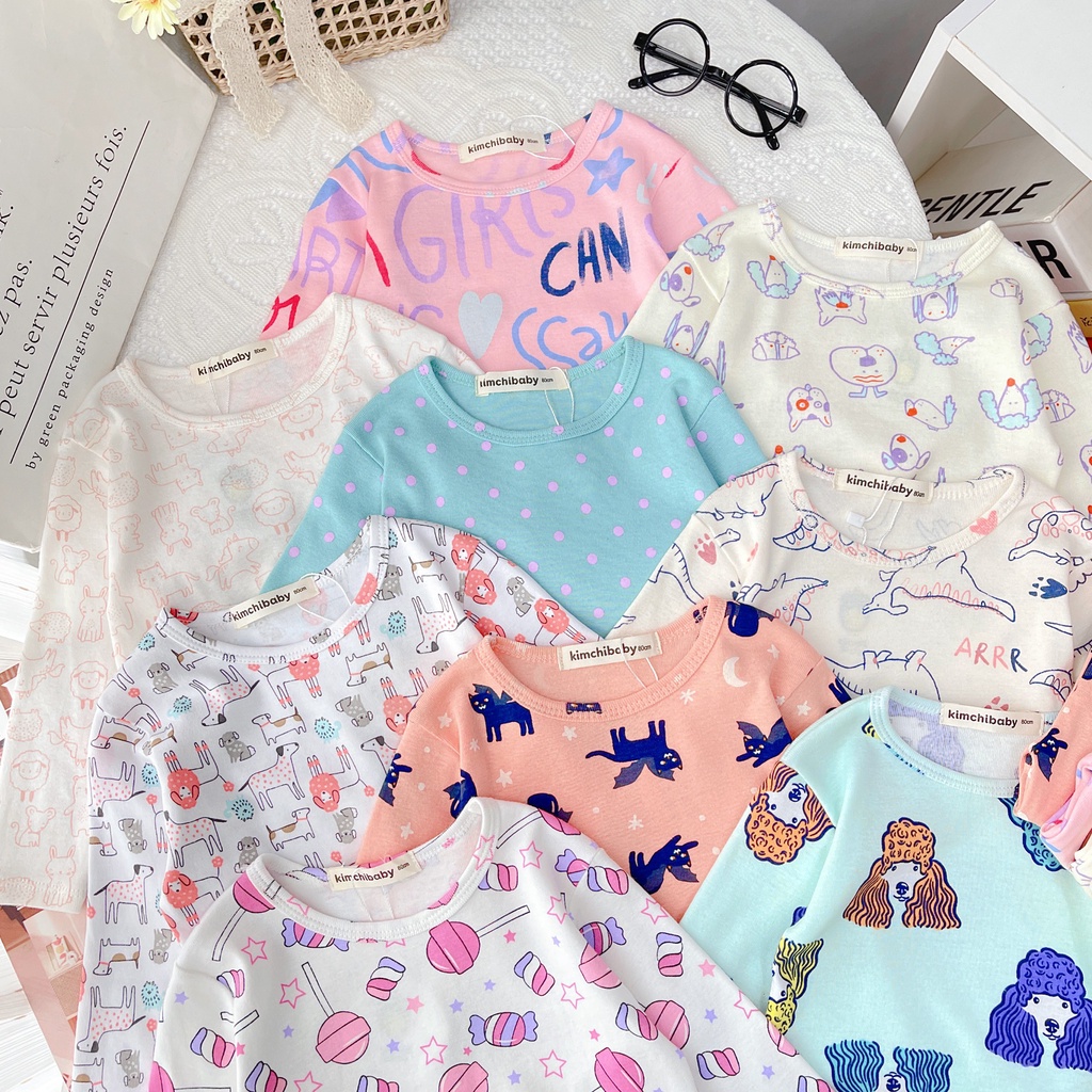 Set 3 Bộ Cotton Borip Bé Gái KIMCHIBABY Vải Dư Xịn Hoạ Tiết Pony, Bộ Quần Áo Cho Bé Mặc Nhà MKMTD2221