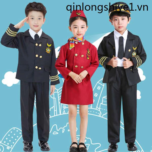 Bộ Đồng Phục Hóa Trang Tiếp Viên Hàng Không Dành Cho Bé Trai Và Bé Gái