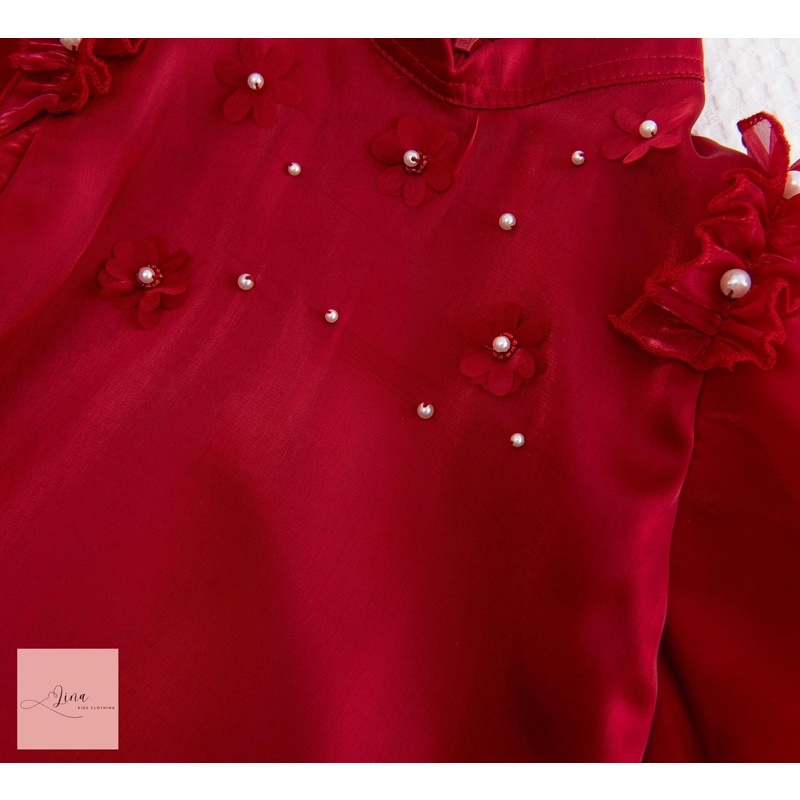 ÁO DÀI CÁCH TÂN BÉ GÁI VẢI TƠ ÓNG LÓT LỤA NGỌC  CAO CẤP KÈM QUẦN VÀ TẶNG KÈM CÀI