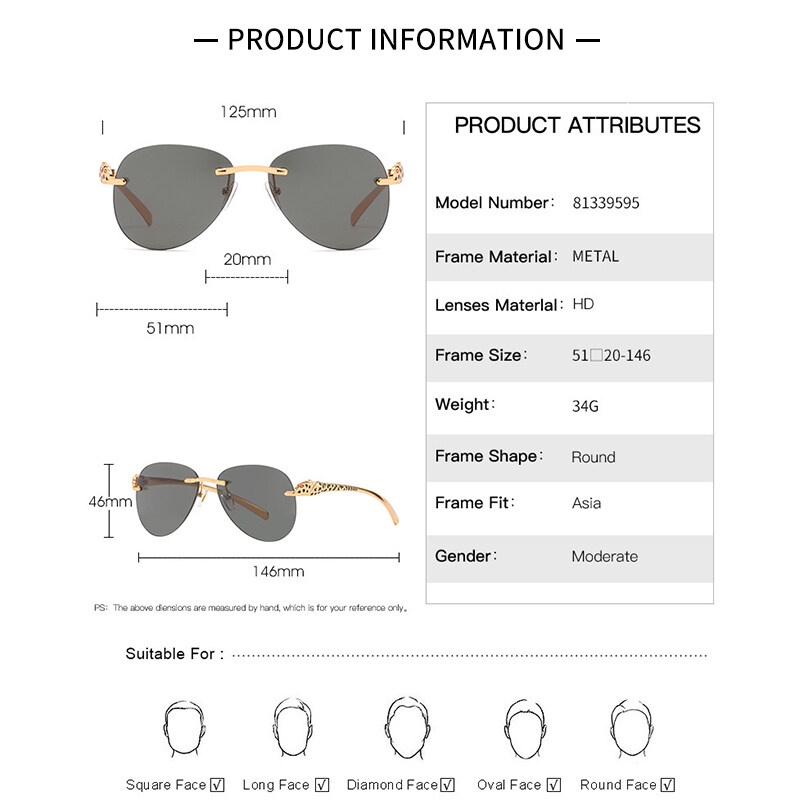 Kính Mát Gọng Kim Loại Thời Trang Cho Nam Nữ